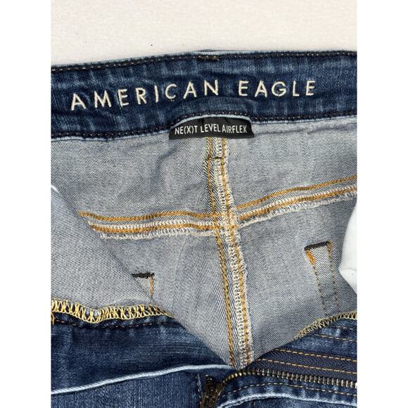 American Eagle Next Level Airflex Distressed Skinny Jeans Men 34X32 Dark Wash - Picture 2 of 10